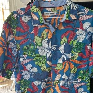 Tommy Bahama Blue Tropical Floral Short-Sleeve Shirt